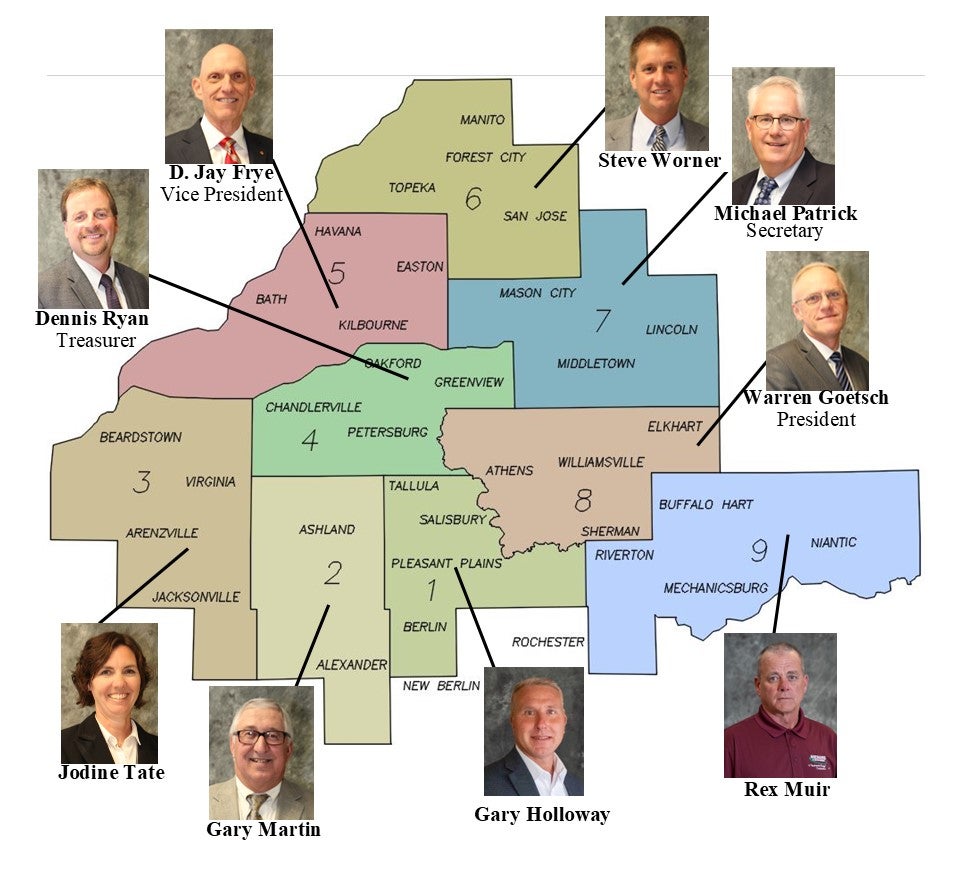 board members with district map 